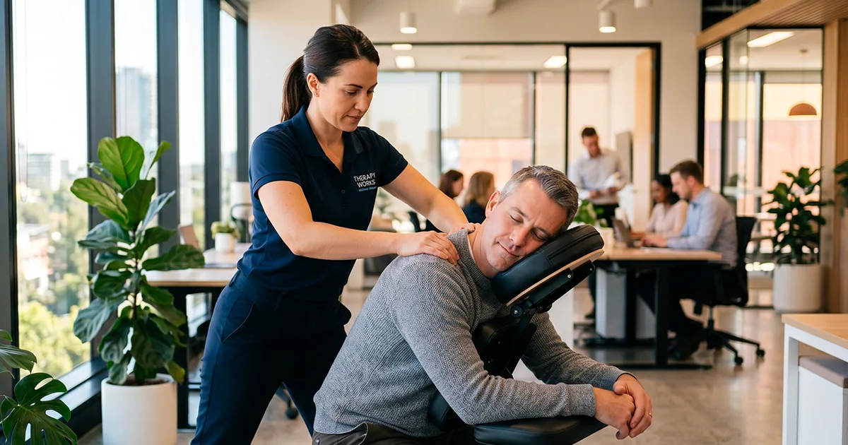 Office chair massage for employee wellness